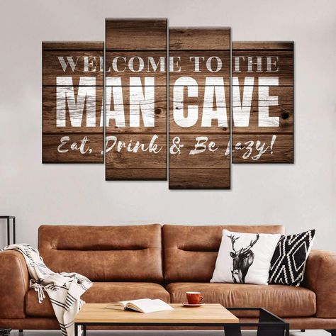 Man Cave Signpost will put a smile on your face for sure! This funny canvas print adds character to any space and is sure to stimulate a conversation! Mancave Ideas Small Room Modern, Mens Lounge Room, Small Man Cave Ideas On A Budget, Mancave Ideas Small Room, Tiny Man Cave, Mens Living Room Ideas Apartments, Sports Room Man Cave, Small Man Cave Ideas, Hunting Room Ideas Man Caves