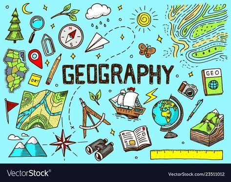 geography Banner Doodle, Geography Project, Project Cover Page, Geography Worksheets, Geography For Kids, Scrapbook Cover, School Murals, Page Borders Design, Exercise Book