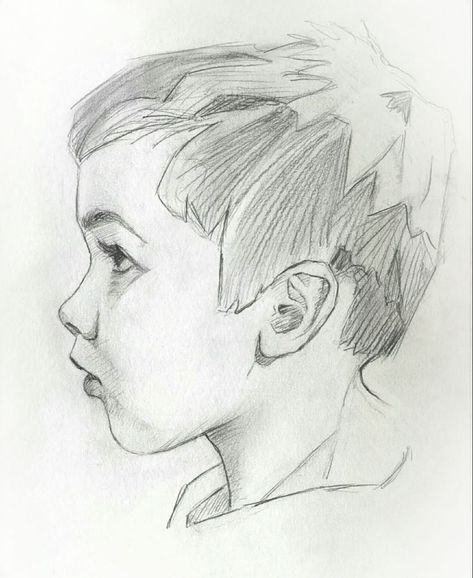 Child Side Profile Drawing, Drawing Children Faces, Child Face Reference, Child Side Profile, Baby Side Profile, Child Drawing Reference, Face Side View Drawing, Side Profile Art, Rice Painting