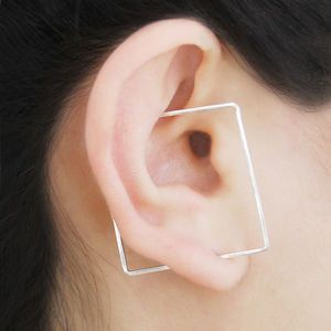 Otis Jaxon | Products | notonthehighstreet.com Futuristic Earrings, 14k Gold Ear Cuff, Piercing Lobe, Rose Gold Ear Cuff, Minimalist Ear Cuff, Gold Ear Climbers, Rose Gold Square, Edgy Earrings, Ear Climbers Earrings