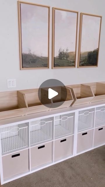 Ashley Rose Reeves on Instagram: "like & comment TOYS below and I’ll dm you the info (make sure you’re following me or it won’t send!) in this simplified toy storage system we’ve been using for the last couple years - then head to stories to see how we’ve transitioned this same system as the kids have gotten older too! We’ve used multiple kinds of baskets, some wire, or all canvas- pick your fav! 

DECLUTTERING DAY 21/30 TOYS/PLAY ROOM
GOAL: Simplified play spaces that encourage imagination > chaos.
TIPS:
• Toss broken toys and only keep down what they play with/love the most!
• It’s important to remember that although kids think they need a lot of things, they focus and play better with less. Any toys/games you are unsure about getting rid of, you can move to a storage bin to decide on la Living Room Baby Play Area Toy Storage, Monster Truck Toy Storage Ideas, Storage For Big Toys, Small Toy Storage Ideas, Dinosaur Storage Ideas, Diy Toy Storage Small Spaces, Hide Toys In Living Room, Kids Room Toy Organization, Large Toy Storage Ideas