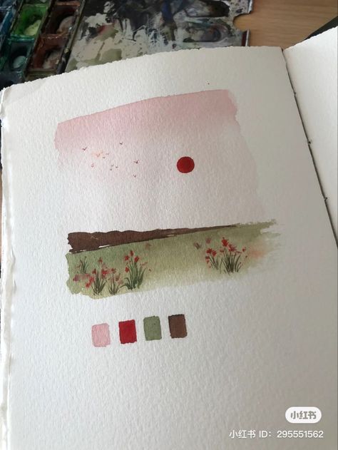 Easy Paintings Watercolor Simple, Simple Watercolor Paintings For Beginners Landscape, Easy Pretty Watercolor Paintings, Small Painting Ideas Watercolor, Watercolor Simple Paintings, Easy Things To Watercolor Paint, Cute Things To Paint With Watercolor, Color Water Art Inspiration, Watercolor Paintings Beginner