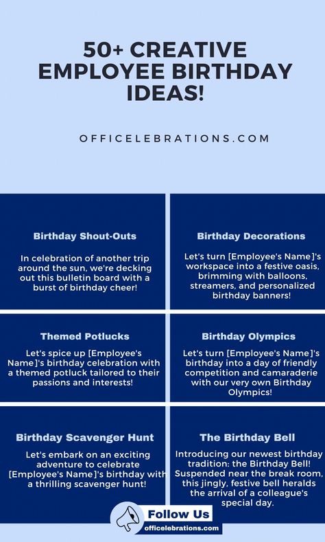 How to Celebrate Employee Birthdays (50+ Creative Employee birthday Ideas!) 1 Employee Birthday Ideas, Peer Recognition, Scavenger Hunt Birthday, Happy Employees, Birthday Shout Out, Office Birthday, Birthday Cheers, Work Anniversary, Team Building Activities