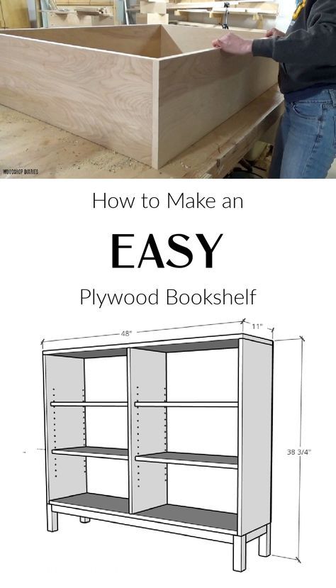 Build A Bookshelf Diy Furniture, Cabinet Bookshelf Diy, How To Make A Bookcase, Plywood Shelf Design, Diy Play Kitchen From Bookshelf, Diy Wooden Bookcase, How To Build A Bookshelf Diy, Diy Cabinet Bookshelf, Wooden Bookshelf Diy