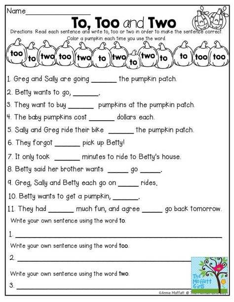 To, Too, Two Worksheet! TONS of great printables to teach grade level skills! To Too Two, Third Grade Ela, Third Grade Worksheets, Ela Worksheets, Language Arts Worksheets, 3rd Grade Writing, 2nd Grade Ela, 4th Grade Writing, 2nd Grade Worksheets