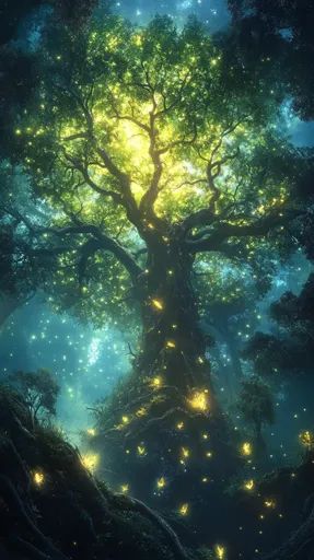 ↑↑↑ Larger size on website 🔸 A large, ancient tree stands tall in a mystical forest, its branches reaching towards a starry sky.  🔸 From Midjourney AI Image Magical Trees, Magical Tree, Tree Stands, World Of Wonder, Mystical Forest, Ancient Tree, Forest Floor, Game Concept, Beautiful Landscape Wallpaper