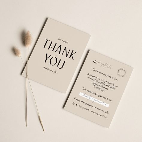 Alika 💫 | Brand Design on Instagram: “Ending the week with a thank you card design for Project Wick, a conscious and heartfelt candle brand based in Texas. We are also currently…” Product Thank You Card Design, Thank You Card For Candle Business, Candle Thank You Card, Brand Thank You Card Design, Thank You Cards Design, Creative Thank You Cards Business, Brand Thank You Card, Thank You Cards Ideas, Thank You Business Cards Ideas