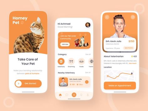 Ui Ux Design, Mobile App Design, App Design, App, Interface Design, Pet, Pet Store, Pet Store App, Pet App, Pet Care Pet App Design, Figma Inspiration, Dog Apps, Hotel App, App Home Screen, App Design Layout, Medical App, Digital Design Trends, Desain Ui