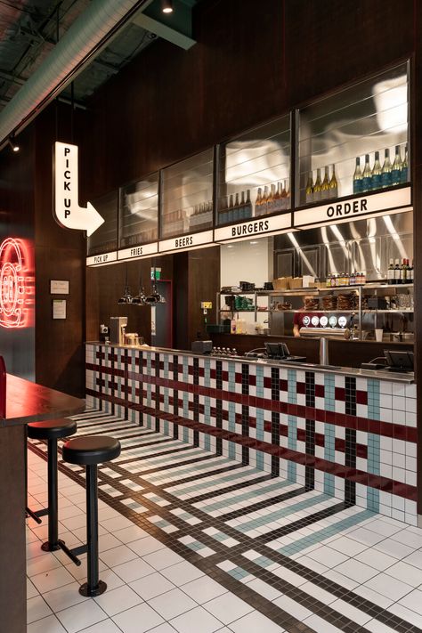 Burger Restaurant Design, Restaurant Counter Design, Food Court Design, Concept Restaurant, Restaurant Counter, Burger Restaurant, 카페 인테리어 디자인, Counter Design, Bar Design Restaurant