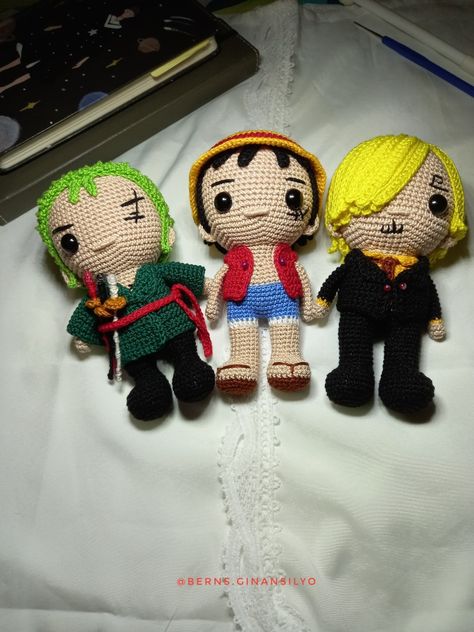 Luffy Amigurumi Pattern Free, Crochet One Piece Anime Free Pattern, One Piece Anime Crochet Pattern, Luffy Crochet Free Pattern, Crochet One Piece Anime, One Piece Crochet Pattern, Crochet Luffy, Sanji And Luffy, Luffy Amigurumi