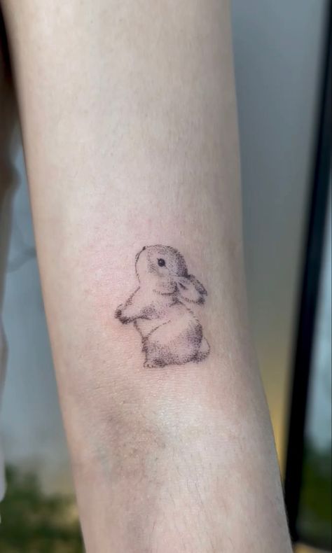 Simplistic Bunny Tattoo, Bunny Floral Tattoo, Bunny Nose Tattoo, 2 Rabbits Tattoo, Bunny With Angel Wings Tattoo, Cute Minimalistic Tattoos, Dainty Animal Tattoos, Dainty Bunny Tattoo, Bunny Memorial Tattoo