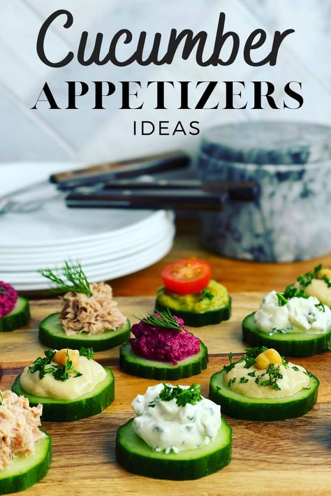 Cucumber Appetizers - Peter's Food Adventures Herbed Cucumber Bites, Cucumber Bites Appetizer Recipes, Sliced Cucumber Appetizer, English Cucumber Appetizers, Cucumber Skewer Appetizers, Cucumber Appetizers Easy, Cucumber Party Food, Cucumber Canapes Ideas, Appetizer With Cucumber