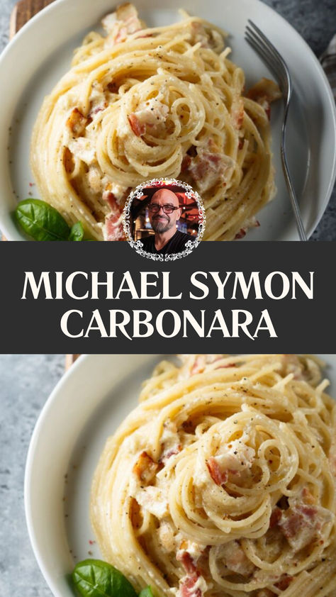 Michael Symon Carbonara Carbonara Pasta No Egg, Pastina Carbonara, Carbonara Pasta Authentic, Michael Symon Recipes, Best Carbonara Recipe, Creamy Carbonara Pasta, Carbonara With Peas, Pasta With Egg, Risotto Carbonara