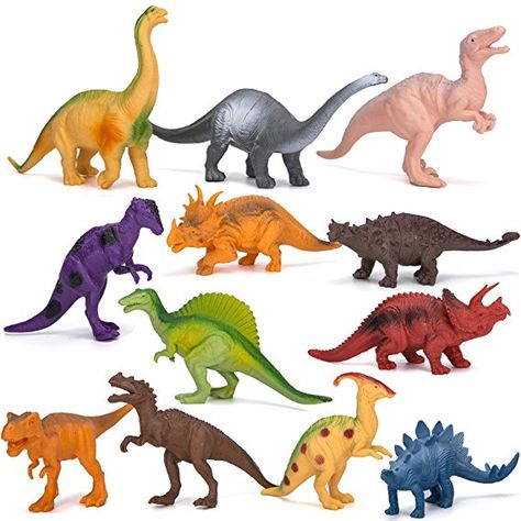 Kimicare Dinosaur Figure Toys, 7 Inch Jumbo Plastic Dinosaur Playset, STEM Educational Realistic Dinosaur Figures for Boys Toddlers Including T-Rex, Stegosaurus, Triceratops, Monoclonius, 12 Pack Plastic Dinosaur, Dinosaur Figures, Plastic Dinosaurs, Dinosaur Party Supplies, Dino Toys, Dinosaur Head, Dinosaur Toys For Kids, Dinosaur Park, Dinosaur Activities