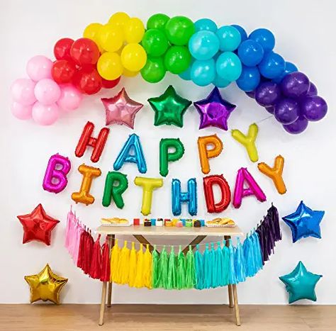 Rainbow Color Birthday Party Decorations, Rainbow Color Birthday Party Ideas, Rainbow Theme Decorations, Rainbow Themed Birthday Party Decorations, Rainbow Decorations Party, Color Party Decorations, Colorful Birthday Party Decorations, 2nd Birthday Cake Boy, Rainbow Birthday Party Decorations