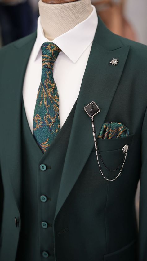 Engagement Suits, Peak Lapel Suit, Costume Vert, Fancy Suit, Classy Suits, Pants Gift, Dress Suits For Men, Plaid Suit, Green Suit