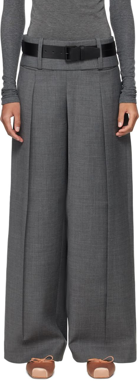 Fax Copy Express - Gray 'The Palazzo' Trousers Palazzo Trousers, Grey Pants, Grey Fashion, Fitness Inspo, Bottoms Pants, Apparel Accessories, Wool Blend, Womens Bottoms, Fashion Inspo