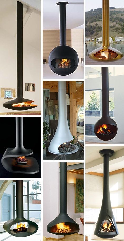 Ceiling Mounted Fireplaces – 9 coolest ceiling fireplace designs #HomeBuildersPhoenix Types Of Fireplaces, Ceiling Fireplace, Suspended Fireplace, Hanging Fireplace, Fireplace Designs, Mounted Fireplace, Log Burner, Modern Fireplace, Wood Burner