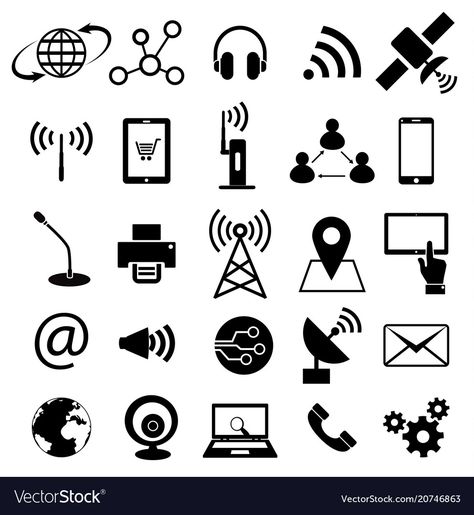 Technology Icon Design, Graphic Icons Design, Technology Drawing Ideas, Technology Sketch, Communication Symbol, Technology Drawing, Family Bingo, Drawing Technology, Klub Malam