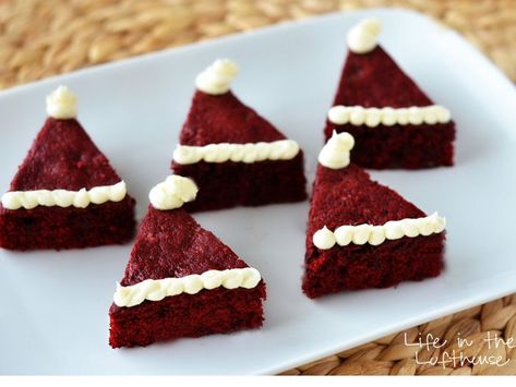 Mini Christmas Desserts, Santa Desserts, Brownies Christmas, Life In The Lofthouse, Velvet Brownies, Holiday Desserts Christmas, Christmas Brownies, Red Velvet Brownies, Xmas Treats