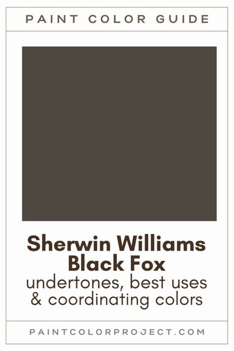 Looking for the perfect black paint color for your home? Let’s talk about Sherwin Williams Black Fox and if it might be right for your home! Black Magic Sherwin Williams Bedroom, Benjamin Moore Black Brown Paint Colors, Black Fox Front Door Sherwin Williams, Brown Fox Sherwin Williams, Black Paint Scheme, Black Paint Colors For Bedroom, Urbane Bronze Vs Black Fox Sherwin Williams, Black Interior Paint Ideas, Nocturne Sherwin Williams