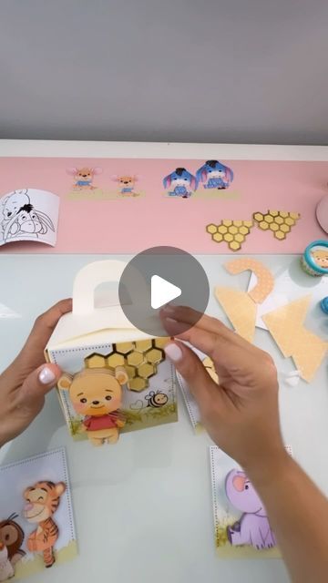 Michelle Andrade-Party Decor on Instagram: "A Cute box that all children will love if you include it in your birthday party!!   Let’s Assemble this Favor Box!!! Trust the process.  Template: @creatiross   Printing images using: @koalagp_paper   Plain Cardstock: @joann_stores   #activityboxforkids #favorbox #activityboxfortoddlers #winniepoohbirthday" Giveaway Ideas Birthday, Diy Party Boxes, Diy Party Packs, Diy Party Favor Boxes, Kids Giveaway, Paper Plain, Activity Box, Personalized Party Favors, How To Make Box