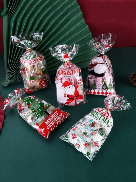 Multicolor  Collar  OPP  Packaging Bags Embellished   Kitchen & Dining Christmas Party Candy, Party Candy Bags, Christmas Goodie Bags, Christmas Candy Bag, Easter Gift Bags, Gift Containers, Kids Favors, Christmas Party Gift, Cookie Bags