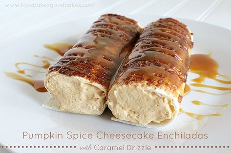 Pumpkin Spice Cheesecake Enchiladas with Caramel Drizzle Cheesecake Enchiladas, Spice Cheesecake, Pumpkin Spice Cheesecake, Caramel Drizzle, Recipe Blog, Delicious Pumpkin, Frozen Meals, Pumpkin Dessert, Pumpkin Cheesecake