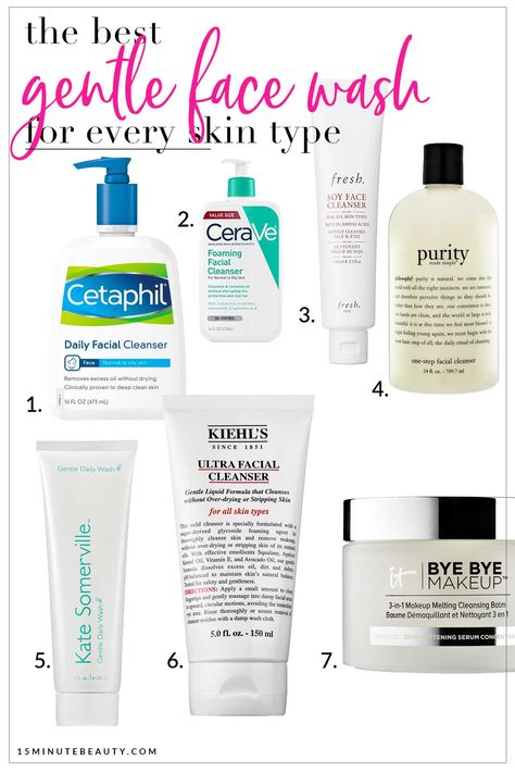 The favorite gentle face washes of dermatologists Face Wash For All Skin Types, Face Wash For Oily Acne Prone Skin, Sensitive Skincare Products, Best Gentle Face Cleanser, Face Wash For Dry Sensitive Skin, Best Face Wash For Sensitive Skin, Best Facial Cleanser For Dry Skin, Best Face Wash For Acne Prone Skin, Skin Care For Sensitive Acne Prone Skin