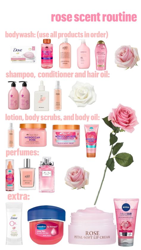 Rose Hygiene Products, Rose Scent Combo, Rose Shower Routine, Rose Smelling Products, Bath And Body Works Combo, How To Smell Like Roses, Lite Makeup, Smell Good Combo, Scent Combos