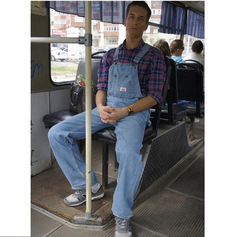 Round House bib overalls,red & blue flannel shirt, grey shoes Men Dungarees, Jean Dean, Overalls Boy, Men In Overalls, Men's Dungarees, Blue Flannel Shirt, Mens Overalls, Vintage Overalls, Overalls Men