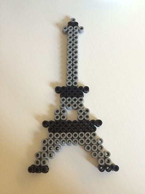 Eiffel Tower in pearl hama Eiffel Tower Perler Beads, Cute Hama Bead Ideas Small, Perler Bead Designs, Melt Beads Patterns, Hama Mini, Hamma Beads Ideas, Easy Perler Bead Patterns, Melty Bead Patterns, Pearl Beads Pattern