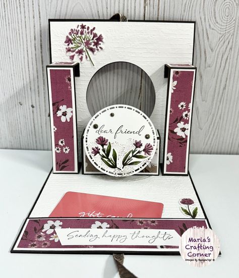 Fun variation to the pop and flip card - Popup Cards Tutorial, Crafting Corner, Fancy Fold Card Tutorials, Hand Made Greeting Cards, Flip Cards, Step Cards, Interactive Cards, Shaped Cards, 3d Cards