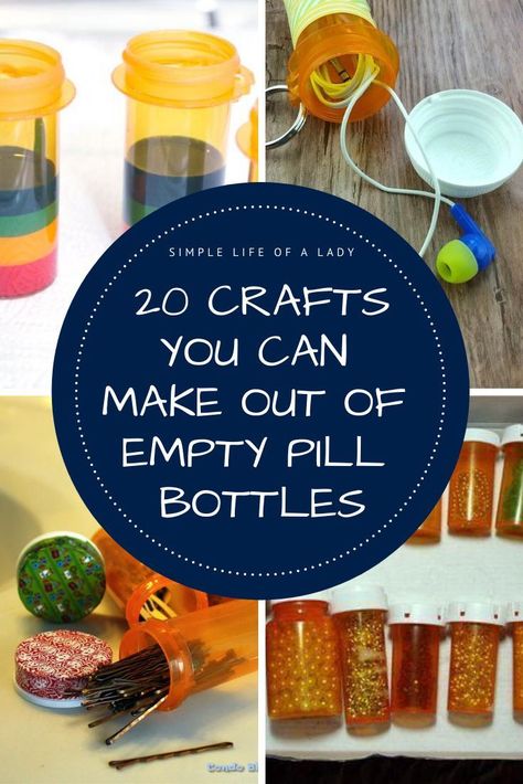 how to recycle pill bottles and use as organizers for the small stuff in the home Empty Pill Bottle Crafts, Reuse Pill Bottles, Medicine Bottle Crafts, Pill Bottle Crafts, Reuse Crafts, Diy Recycled Projects, Pill Bottle, How To Recycle, Girly Decor