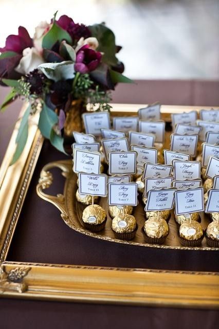 23 gorgeous and unusual place card and name ideas | You & Your Wedding - You and Your Wedding Wedding Numbers, Wedding Favors Cheap, Candy Table, Golden Wedding, 50th Wedding Anniversary, 50th Wedding, Wedding Places, Wedding Seating, Wedding Table Numbers