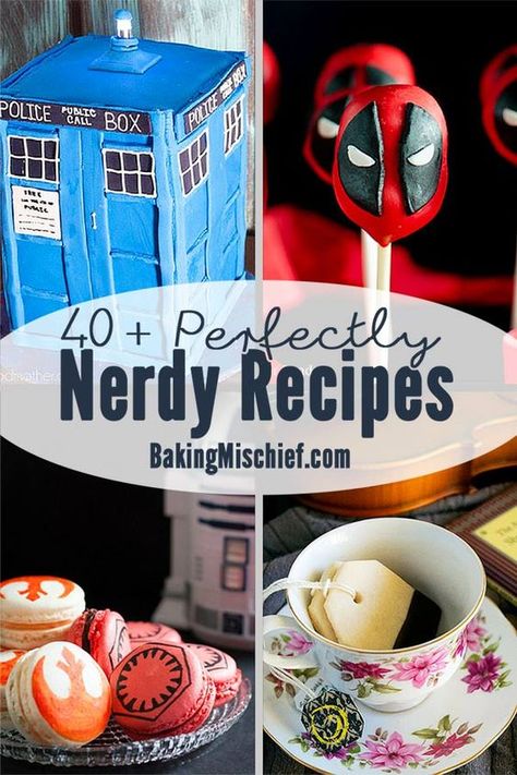 40+ of my favorite nerdy recipes inspired by books, television, and movies. Recipes for everything from 'Game of Thrones' and 'The Walking Dead' to 'Star Wars' and the Marvel Cinematic Universe! Nerdy Party Food, Recipes From Fiction Books, Recipes Inspired By Movies, Recipes Based On Movies, Horror Movie Inspired Recipes, Fantasy Snack Ideas, Food From Tv Shows, Food From Movies And Tv Shows, Video Game Inspired Food