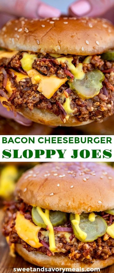 Bacon Cheeseburger Sloppy Joes, Cheeseburger Sloppy Joes, Sloppy Joes Recipe, Cheese Burger, Bacon Cheeseburger, Sloppy Joe, Burgers Sandwiches, Crumbled Bacon, Sloppy Joes