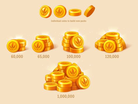 Coin Illustration, Puzzle Game Ui, Treasure Games, Stack Game, Coin Games, Coin Icon, Props Concept, Board Game Design, Button Game