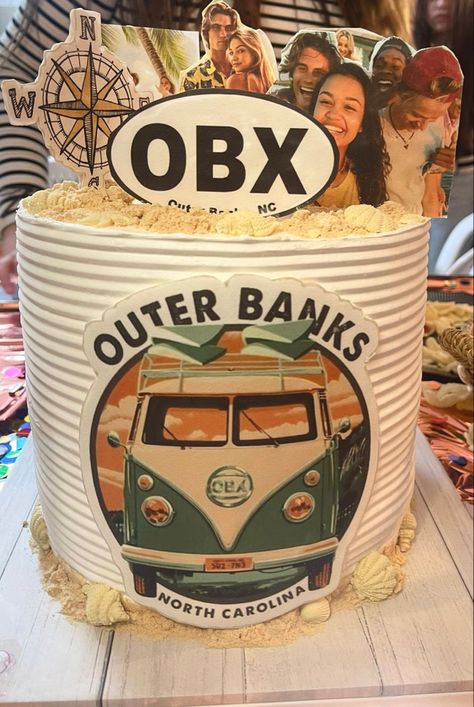 Outer Bank Birthday Party, Outer Banks Cakes Ideas, Birthday Cake Outer Banks, Obx Outer Banks Cakes, Jj Maybank Birthday Cake, Obx Outer Banks Birthday Cake, Outerbanks Birthday Theme, Outer Banks Decor, Obx Outer Banks Birthday Party