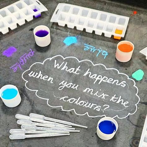 Alice Miles - EYFS teacher on Instagram: "🌈💧 colour mixing activity 💧🌈  The children used the pipettes to mix colours in the ice trays. They loved this colour mixing experiment activity and made so many different colours! 🥰   #tufftrayactivities #tufftrayinspiration #tufftray #tufftrayplay #tufftrayideas #colour #colours #colourmixing #color #experiment #explore #ead #eyfsinspiration #eyfsteachersofinstagram #eyfsteacher #eyfslearning #eyfsks1followloop⭐️ #eyfsactivities #eyfsideas #eyfsks1followloop #eyfs #earlylearning #earlyyearsfollowloop #earlyyearsteachers #earlyyearsideas #earlyyears #ukteachers #ukteacherfollowloop #kindergarten #prek" Rapunzel Eyfs Activities, Colour Mixing Tuff Tray, Eyfs Physical Activities, Eyfs Colour Mixing, Eyfs Celebrations Topic, Mark Making Ideas Eyfs, Colour Topic Eyfs, Satpin Activities Eyfs, Stem Eyfs