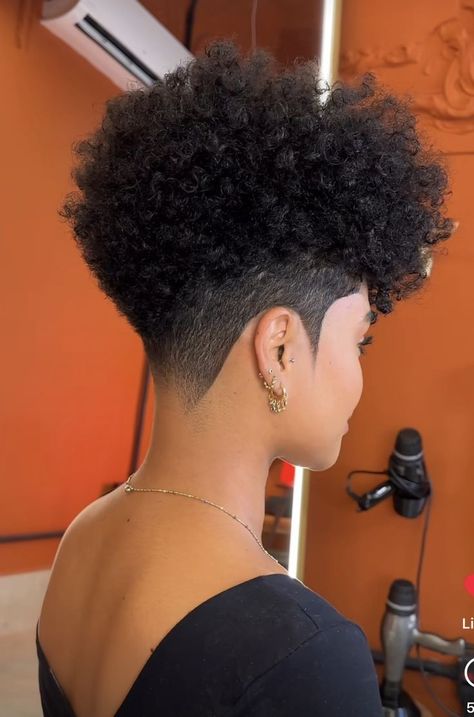 Undercut Hairstyle Black Woman, Faded Curly Haircut Women, Curly High Top Fade Black Women, Tapered Natural Hairstyles For Black Women, Natural Undercut Hairstyles Black Women, Fade Hairstyles For Black Women, Tapered Women Haircut, Black Women Tapered Natural Hair, Temp Fade Haircut Women