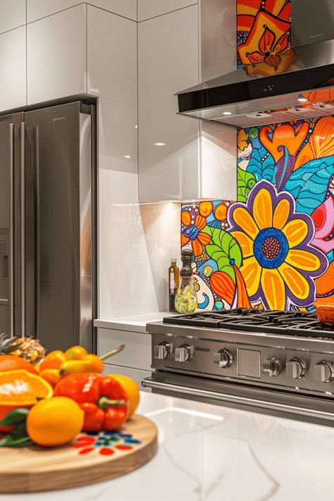 31 Unbelievable Ceramic Backsplash Ideas from Around the World – A Must-See for Every Homeowner Funky Kitchen Backsplash Ideas, Whimsical Kitchen Backsplash, Diy Mosaic Backsplash, Floral Backsplash Kitchen, Unique Backsplash Ideas, Geometric Tile Backsplash, Creative Kitchen Backsplash, Splashback Ideas, Ceramic Backsplash