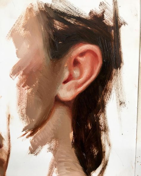 Ear Oil Painting, Ear Painting Tutorial, Painting A Nose, Ear Digital Art, Anatomy Oil Painting, Judith Painting, Ear Painting, Ears Art, Nick Alm