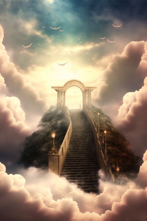 Prophetic Painting, Heaven Pictures, Stairs To Heaven, Cracked Wallpaper, Quotes Jesus, Church Backgrounds, Heaven Art, Way To Heaven, Prophetic Art