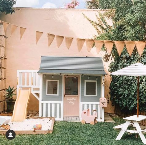 Small Backyard Play Area Ideas, Backyard Discovery Aspen Playhouse Makeover, Backyard Discovery Sweetwater Playhouse Makeover, Kids Playhouse Outdoors Interior, Modern Playhouse Kidkraft, Kids Garden Play Area, Toddler Playhouse Kidkraft, Kids Garden Play, Cubby House Ideas