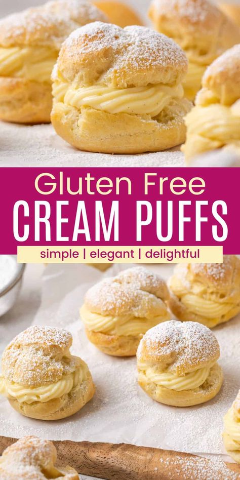 Restaurant Desserts Ideas, Gluten Free Cream Puffs, Gf Pastry, Cookies Sans Gluten, Glutenfri Baking, Df Recipes, Weight Watcher Desserts, Cream Puff Recipe, Dessert Sans Gluten