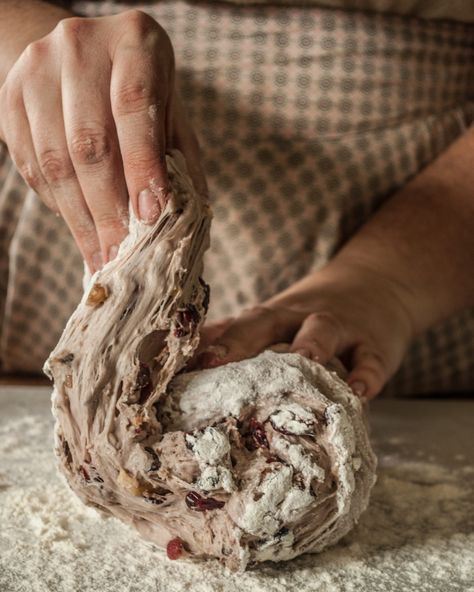 Easy Recipe and Instructions. Rustic Bread Recipe for Walnut and Cranberry Artisan loaf.  Printable Recipe for homemade bread, perfect for Fall baking recipes. Rustic Baking Recipes, Cranberry Walnut Sourdough Bread, Cranberry Walnut Artisan Bread, Bread Making Aesthetic, Baking Bread Aesthetic, Fancy Bread Recipes, Bread Photoshoot, Cranberry Walnut Bread Recipe, Rustic Bread Recipe