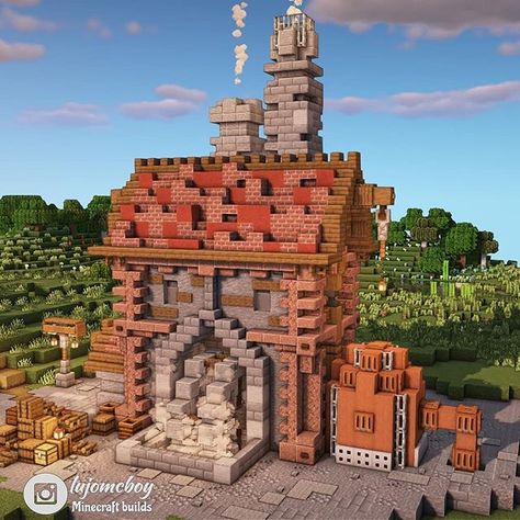 lujoBoy в Instagram: «Industrial factory build. ----------------------------- This time I wanted to go back a bit to steampunk style build and well this factory…» Minecraft Medieval Buildings, Minecraft Storage, Minecraft Castle Designs, Minecraft Create, Minecraft Steampunk, Steampunk House, Minecraft Castle, Minecraft Medieval, Cute Minecraft Houses