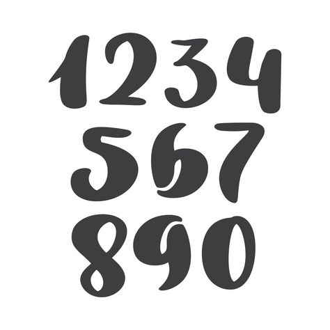 vector set of calligraphic ink numbers. ABC for your design, brush lettering, Handwritten brush style modern cursive font isolated on white background Font Angka Aesthetic, Modern Calligraphy Alphabet, Number Tattoo Fonts, Abc Font, Numbers Typography, Number Vector, Letter Fonts, Bold Script Font, Number Fonts