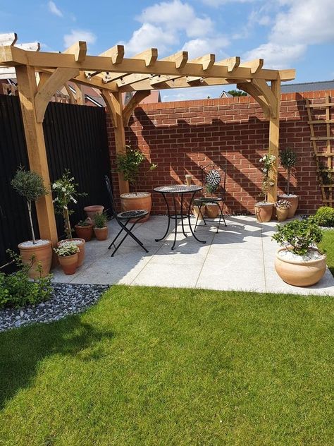 Corner Oak Pergola 2.5m Handmade - Etsy Ireland Corner Patio Ideas, Corner Garden Seating, Oak Pergola, Small Garden Pergola, Home Gardening Ideas, Corner Pergola, Tips For Summer, Small Pergola, Small Garden Landscape